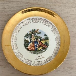 Sabine Gold and Cream Decorative Plate